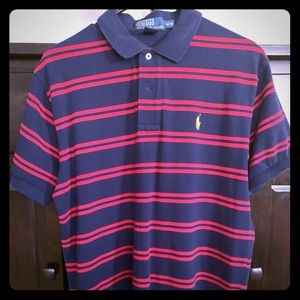 Black with red stripes polo shirt by Ralph Loren.